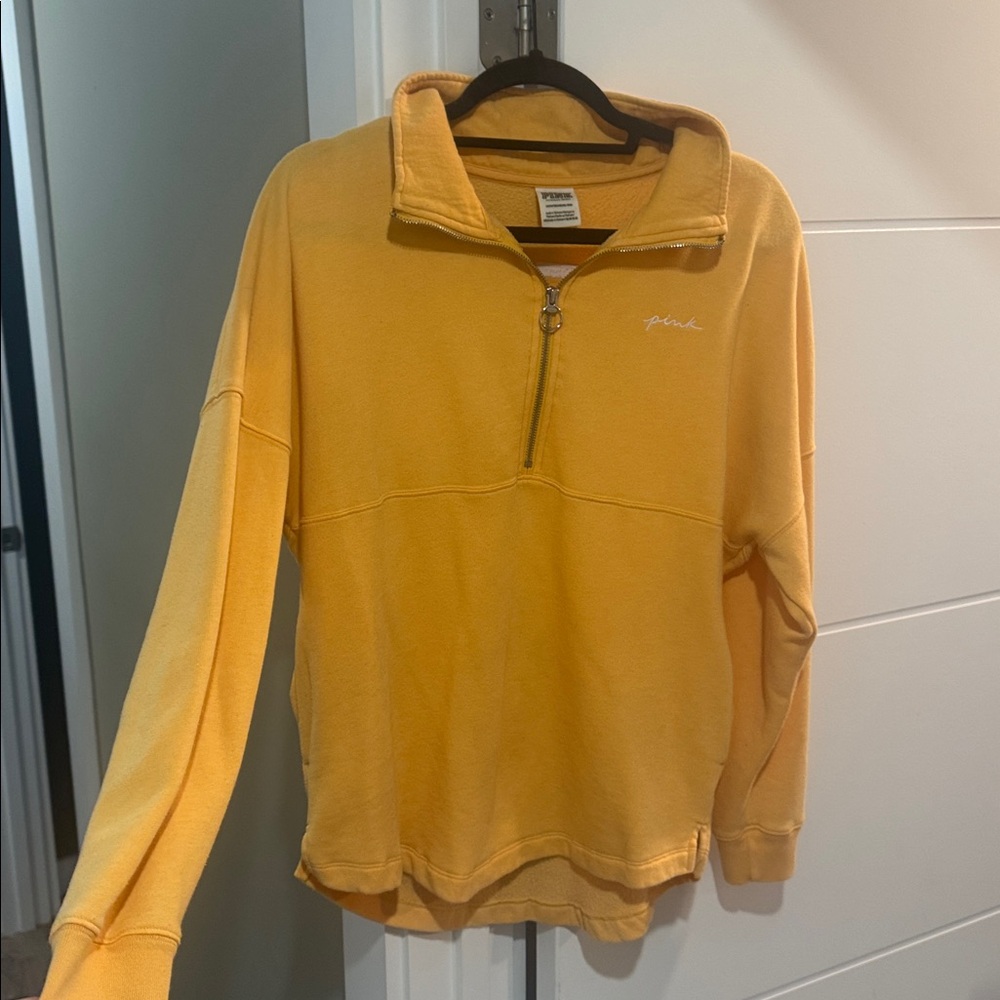 Victorias Secret PINK Women's Orange Half-Zip Pullover